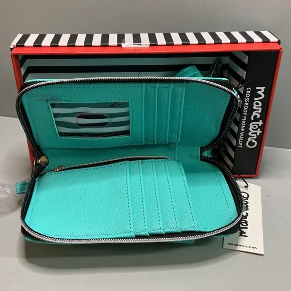 Marc Tetro Boston Terrier Turquoise Crossbody Phone Wallet. NWT in box - Picture 6 of 10